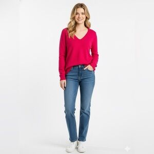 GAP Merino Extra Fine Wool/Acrylic Blend Light Weight Vee Neck Sweater Sz S